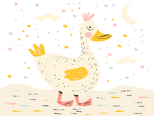 Whimsical Duck Illustration - Perfect for Children's Apparel POD Design