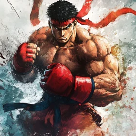 Fighter with Red Headband and Gloves