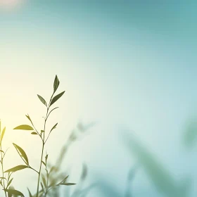 Gentle Sunlit Leaves with Blue Sky