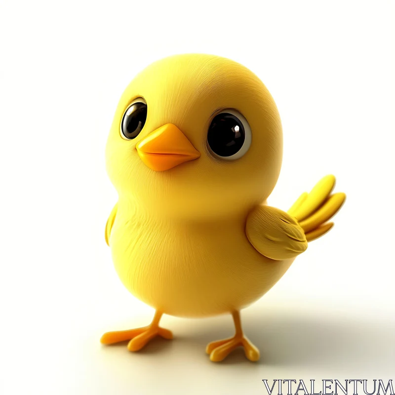 Cartoon-Style Yellow Chick Image AI Image