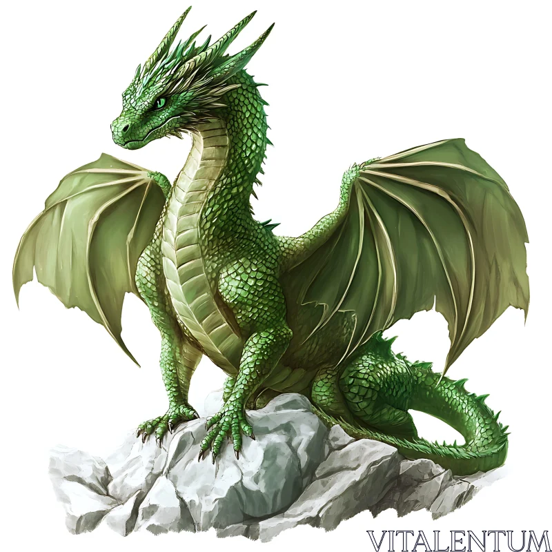 AI ART Emerald Dragon Guardian