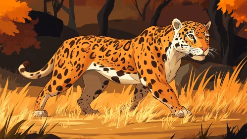 Jaguar Amidst Autumn Hues