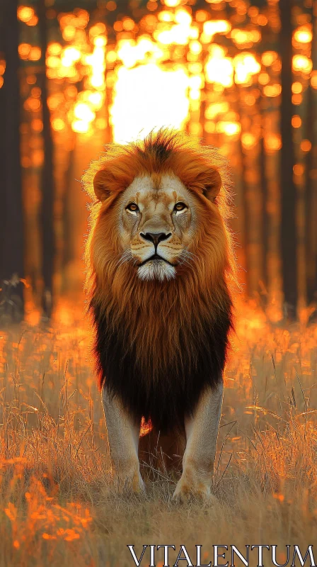 AI ART Lion at Sunset