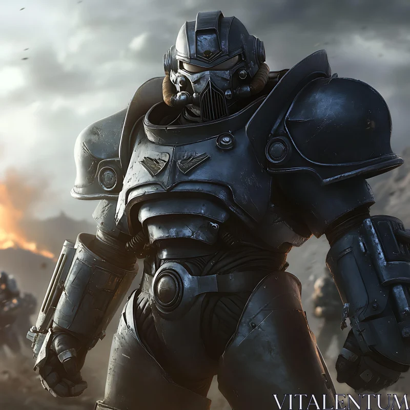 AI ART Dark Armor Warrior on Battlefield