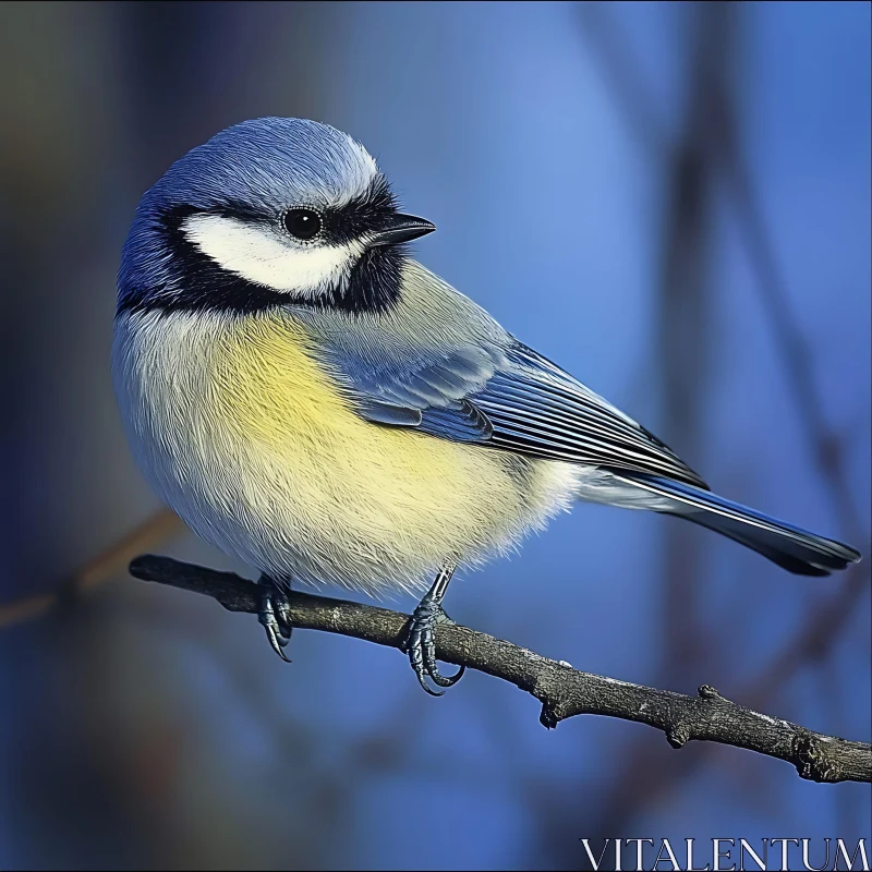 Elegant Blue Tit Portrait AI Image