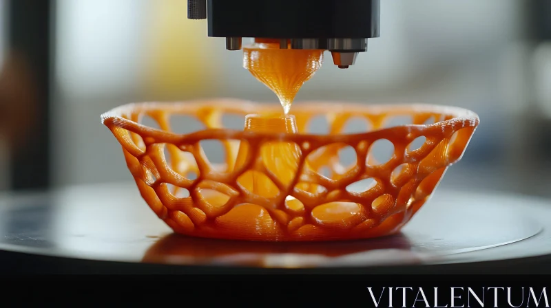 3D Printer Crafting Modern Orange Bowl AI Image