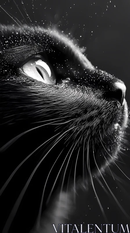 AI ART Intense Feline Gaze in Monochrome