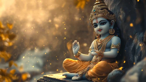 Meditative Deity with Golden Aura