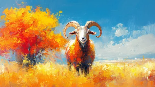 Colorful Abstract Ram Painting