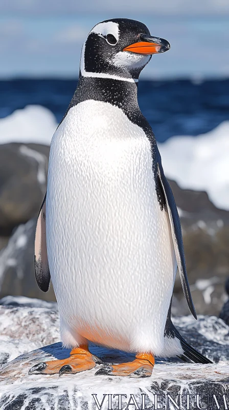 Antarctic Penguin in Natural Habitat AI Image