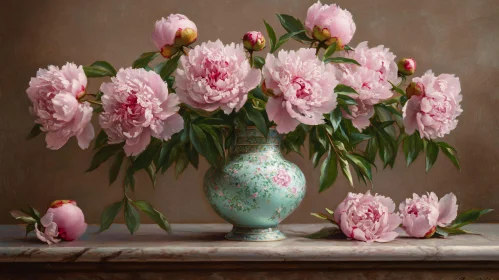 Detailed Floral Arrangement of Peonies