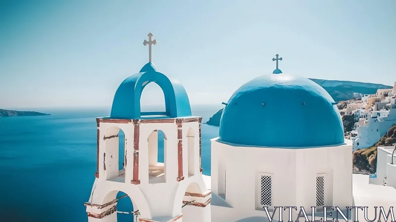 AI ART Aegean Dream: Blue Domes of Santorini