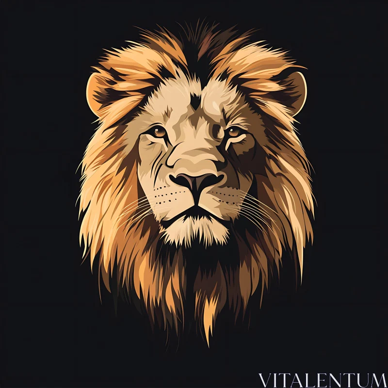 AI ART Lion Head Illustration