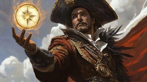 Fantasy Pirate Holding Magical Compass