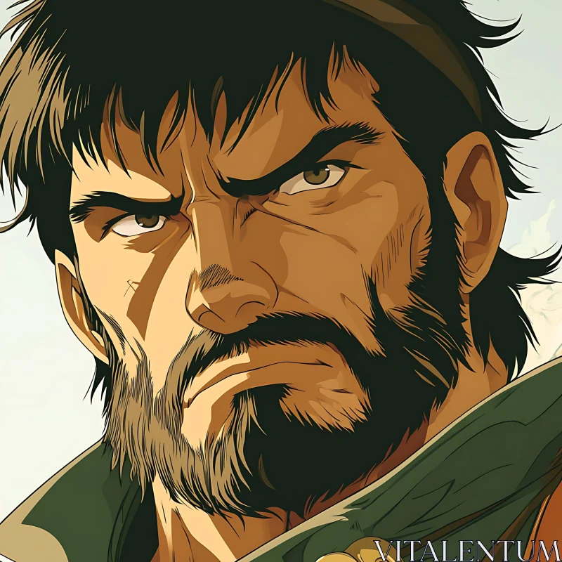 AI ART Stern Anime Man with Beard