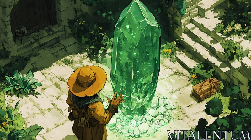 AI ART Emerald Monolith in Verdant Enclosure