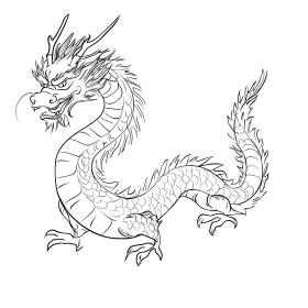 Elegant Dragon Line Drawing Illustration