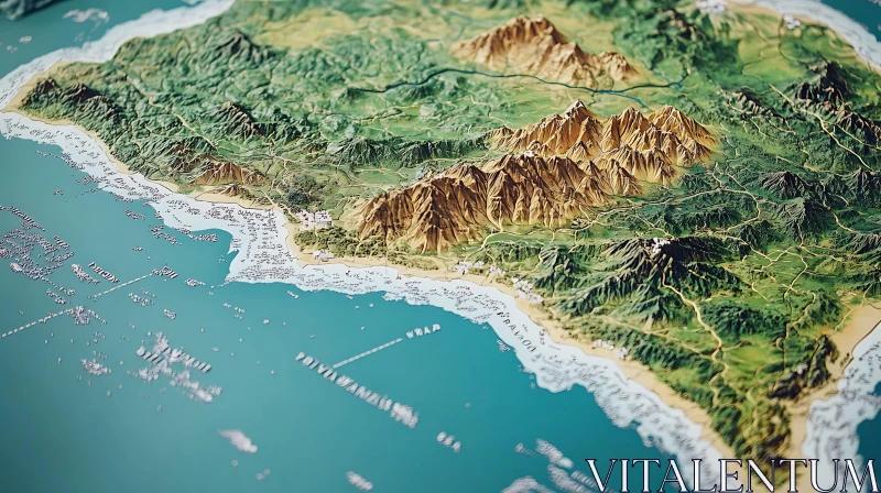 Coastal Topography Art AI Image