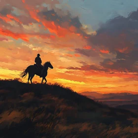 Equestrian Sunset Silhouette