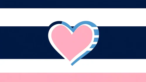 Striped Heart Graphic with Pink Base