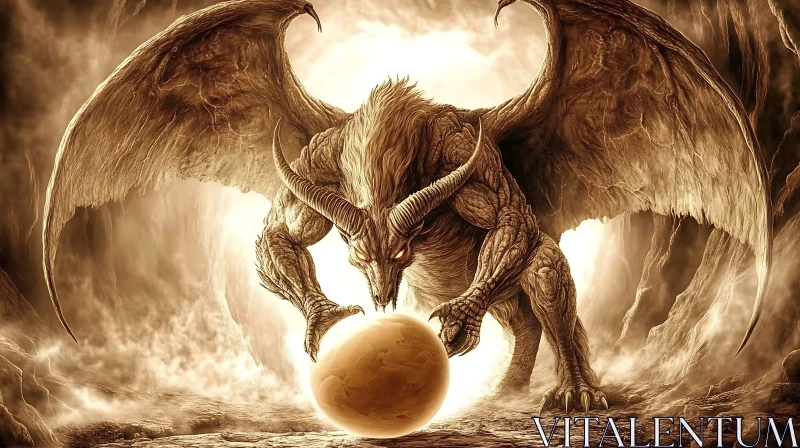 AI ART Fantasy Dragon with Glowing Sphere