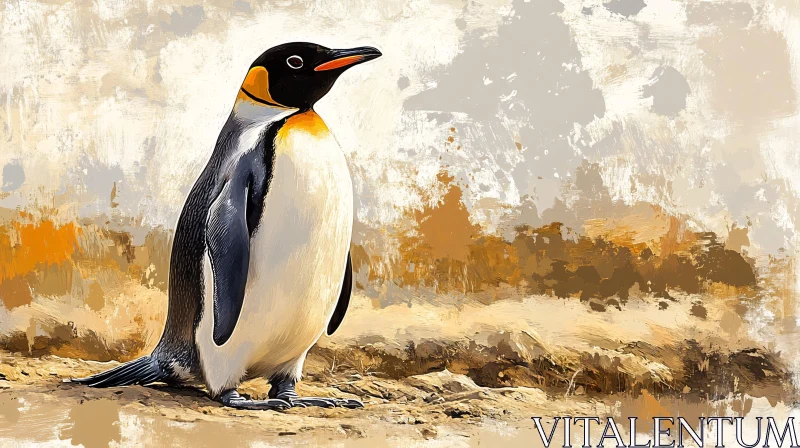 Penguin Artwork in Natural Setting AI Image