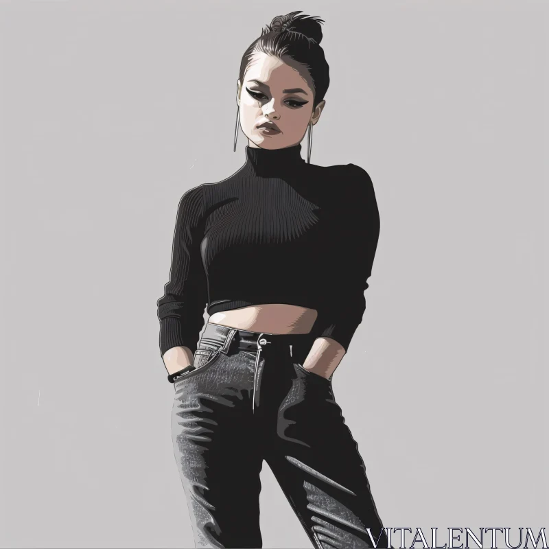 AI ART Stylized Minimalist Artwork of Selena Gomez