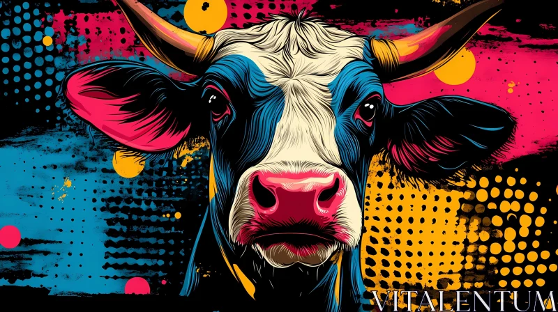 Vibrant Cow Pop Art Portrait AI Image