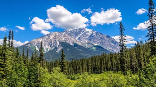 Mountain Range and Verdant Forest