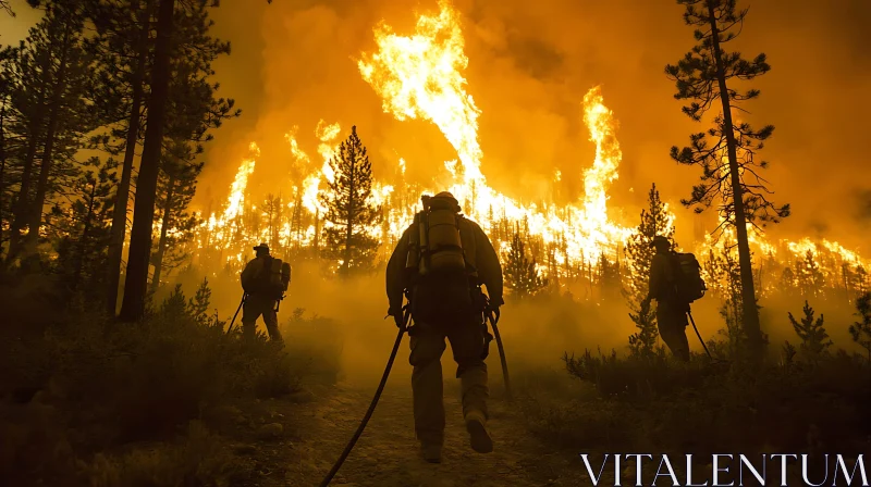 Forest Firefighters in Action AI Image