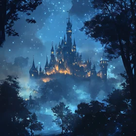 Fantasy Castle in the Moonlight