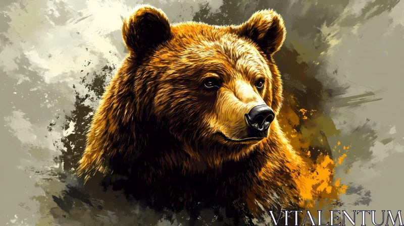 Painted Bear with Textured Background AI Image