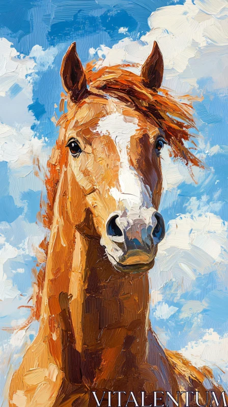 Artistic Horse Portrait in Nature AI Image