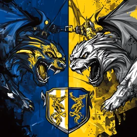 Heraldic Dragons Digital Artwork