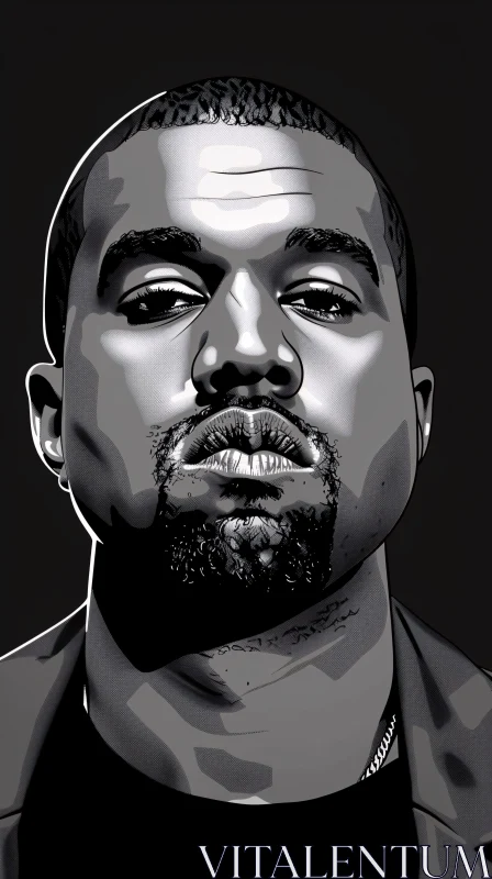 AI ART Grayscale Portrait of Kanye West