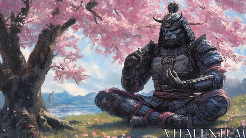 Meditative Gorilla Samurai in Spring AI Image