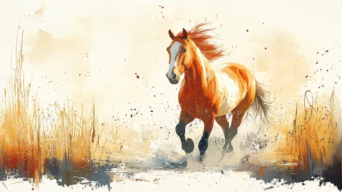Galloping Horse in Artistic Scenery