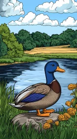 Serene Duck by the Lake