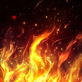 Fluid Shape of Fire With Embers