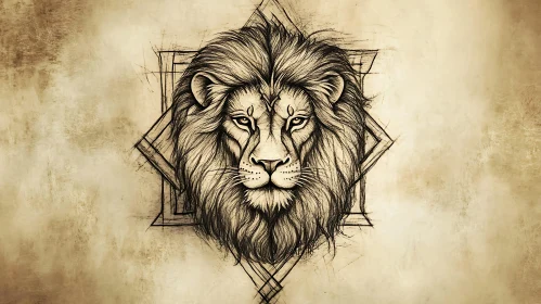 Lion Head Geometric Art