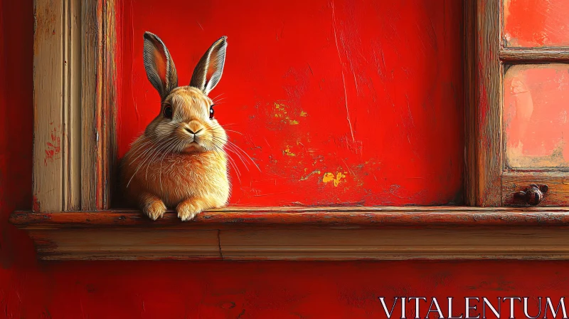 AI ART Rabbit and Red Window Portrait