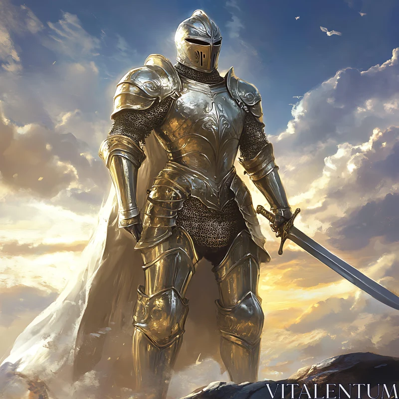 AI ART Armored Knight with Sword