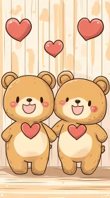 Charming Teddy Bear Pair Illustration