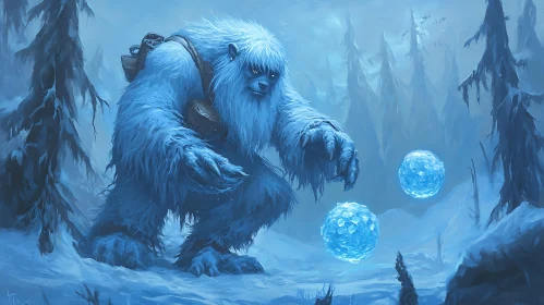Blue Yeti in Snowy Landscape
