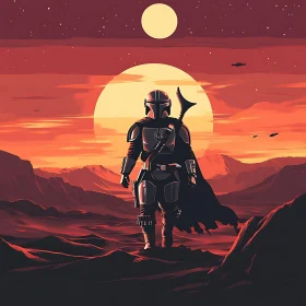 Armored Figure on Alien Planet