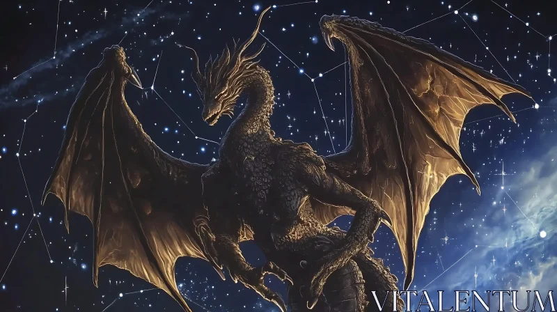 AI ART Dragon Soaring Among the Constellations