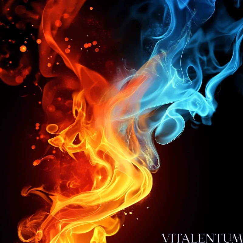 Duality of Fire and Smoke in Abstract Art AI Image