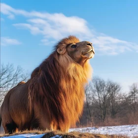 Lion looking up