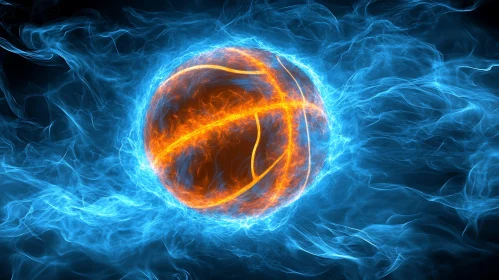 Flaming Basketball Abstract