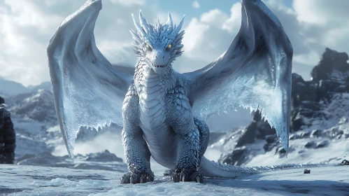 Crystalline Dragon Winter Fantasy Art